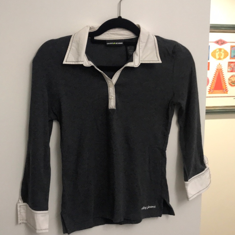 DKNY Jeans Grey shirt with collar and cuffs